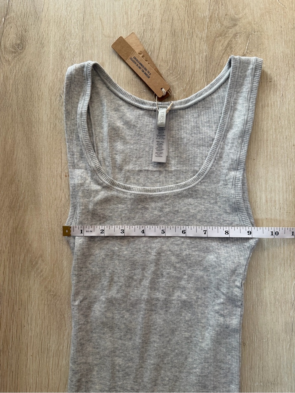 SKIMS Skims Cotton Rib Long Tank in Light Heather Grey - Picture 3 of 6